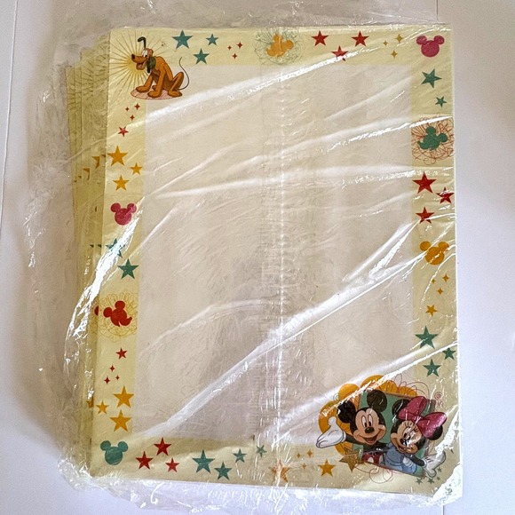Other - Disney Mickey Minnie Pluto 6 Packs Stationery Paper Sealed Retired Design NOS